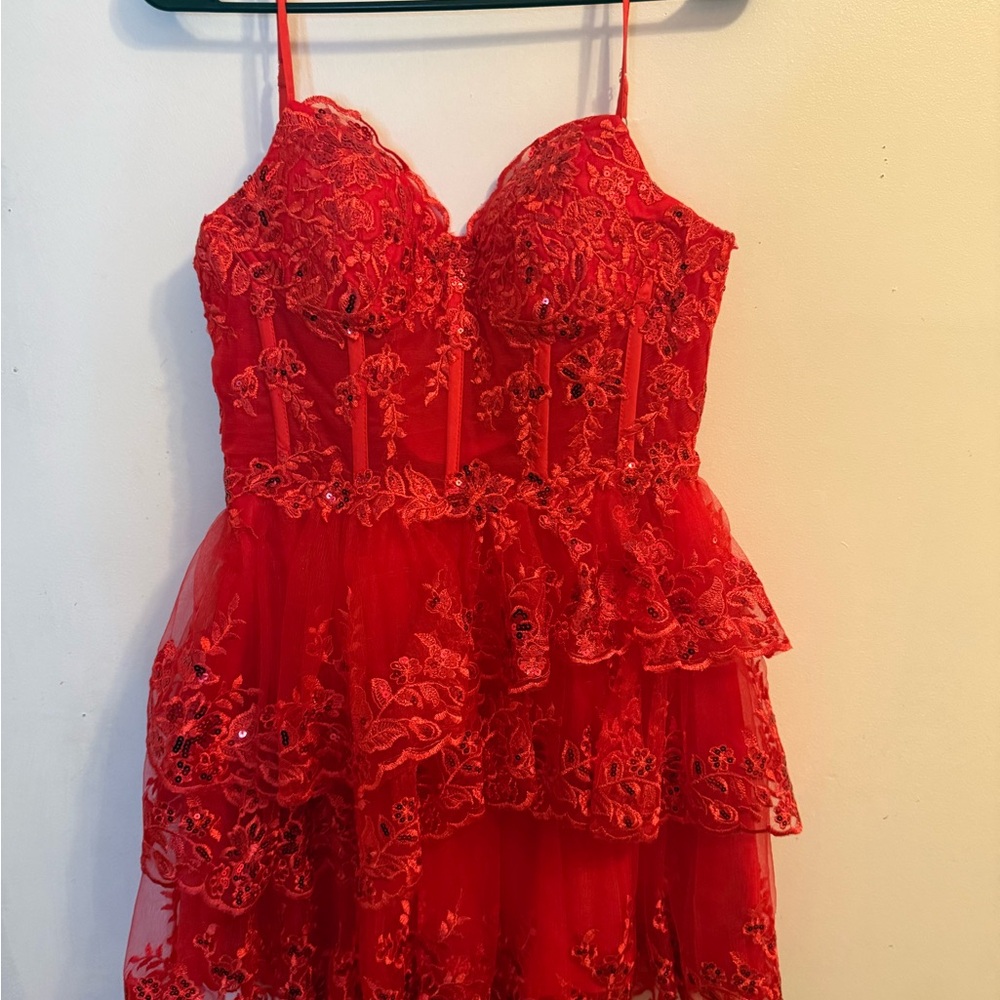 Elegant Red Lace Dress